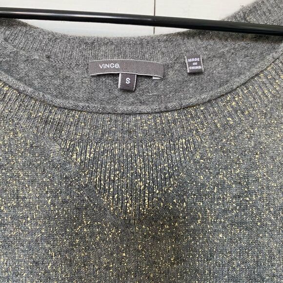 Vince Cashmere Grey & Golden Sweater - Picture 3 of 9